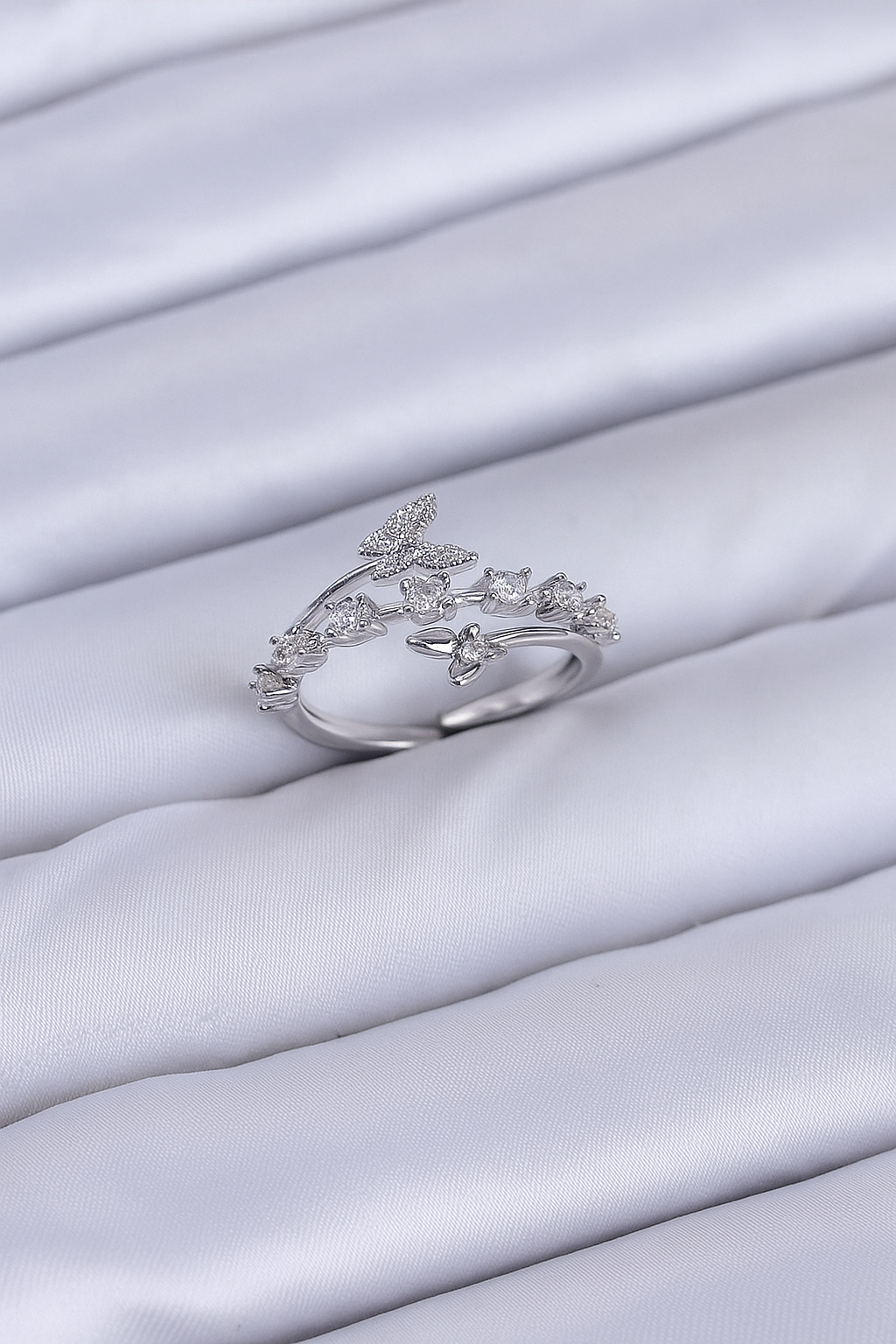 Gold renk kelebek zirkon taşlı kadın yüzük