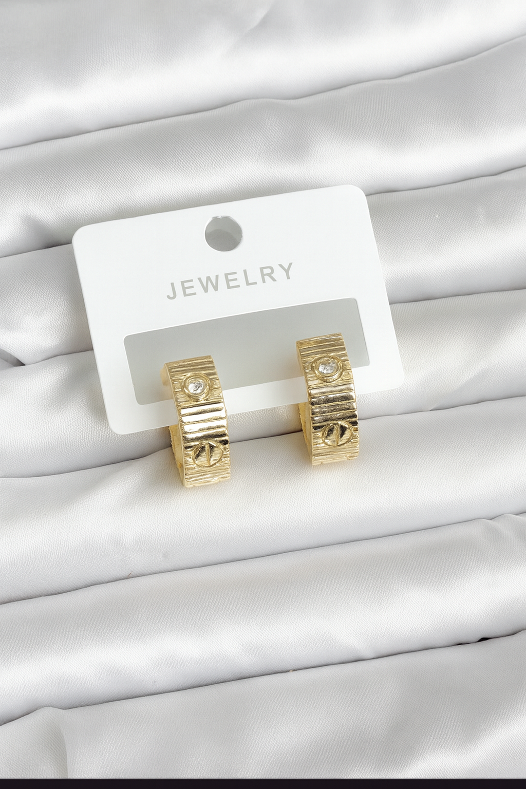 Gold renk zirkon taşlı halka kadın küpe