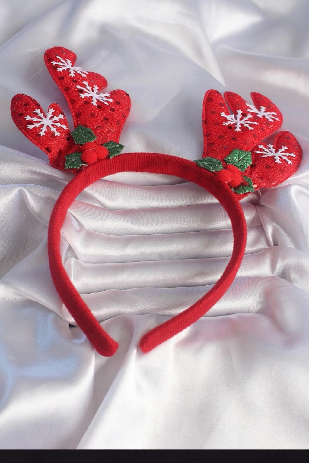 Yılbaşı Temalı Simli Geyik Boynuzu Figürlü Taç